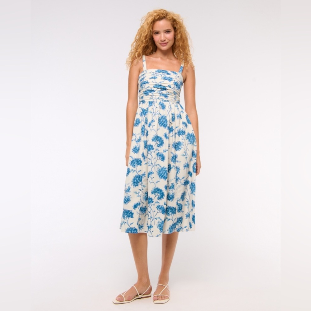 NWT Abercrombie & Fitch Emerson Poplin Wide Strap Midi Dress - Small tall